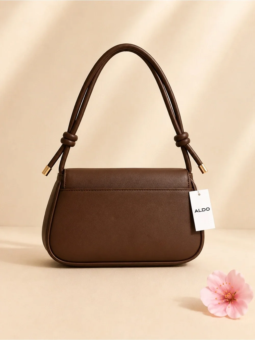 ALDO Brown D-Ring Shoulder Bag with Knot Strap